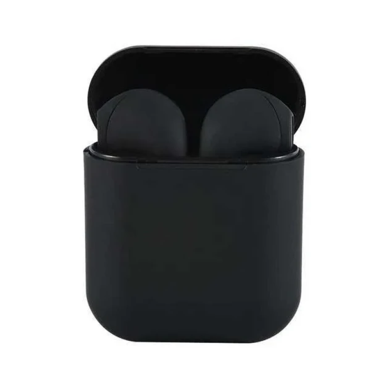 Бездротові навушники з мікрофоном Bluetooth навушники в кейсі inPods 12 Macaron Чорний Soft Touch