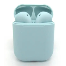 Бездротові навушники з мікрофоном Bluetooth навушники в кейсі inPods 12 блакитні Soft Touch