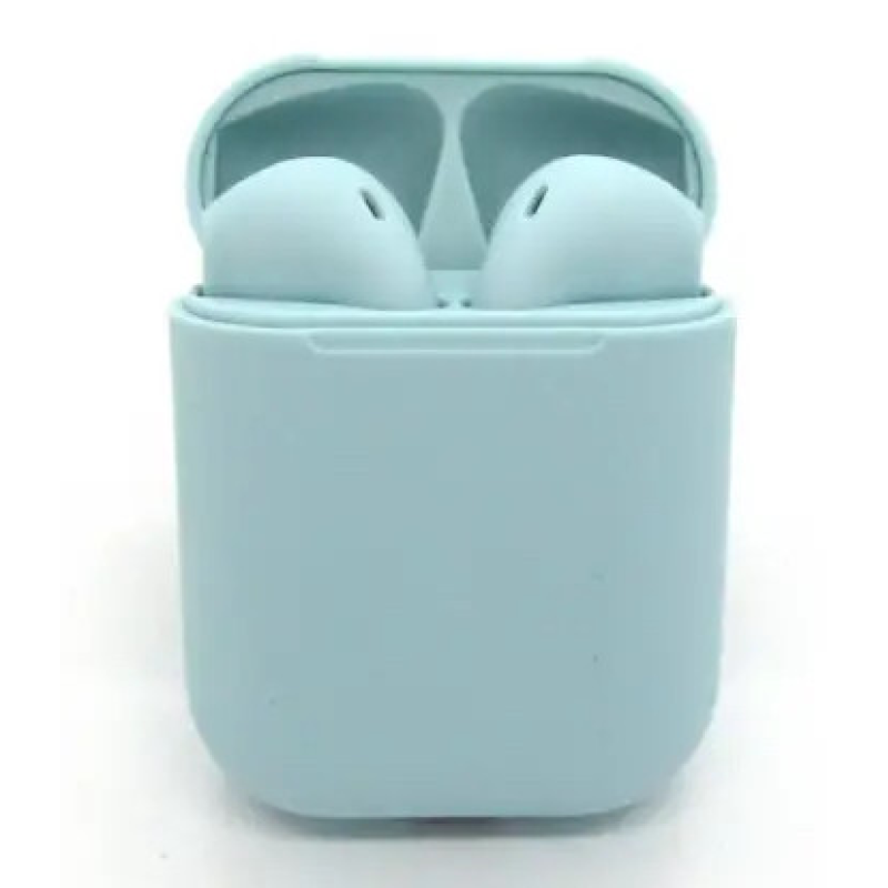 Бездротові навушники з мікрофоном Bluetooth навушники в кейсі inPods 12 блакитні Soft Touch