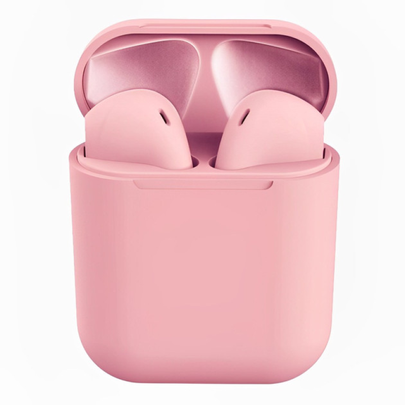 Бездротові навушники з мікрофоном Bluetooth навушники в кейсі inPods 12 Рожеві Soft Touch