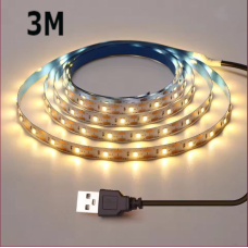 Світлодіодна LED-стрічка 3 м, з USB, колір теплий білий, 3000 К