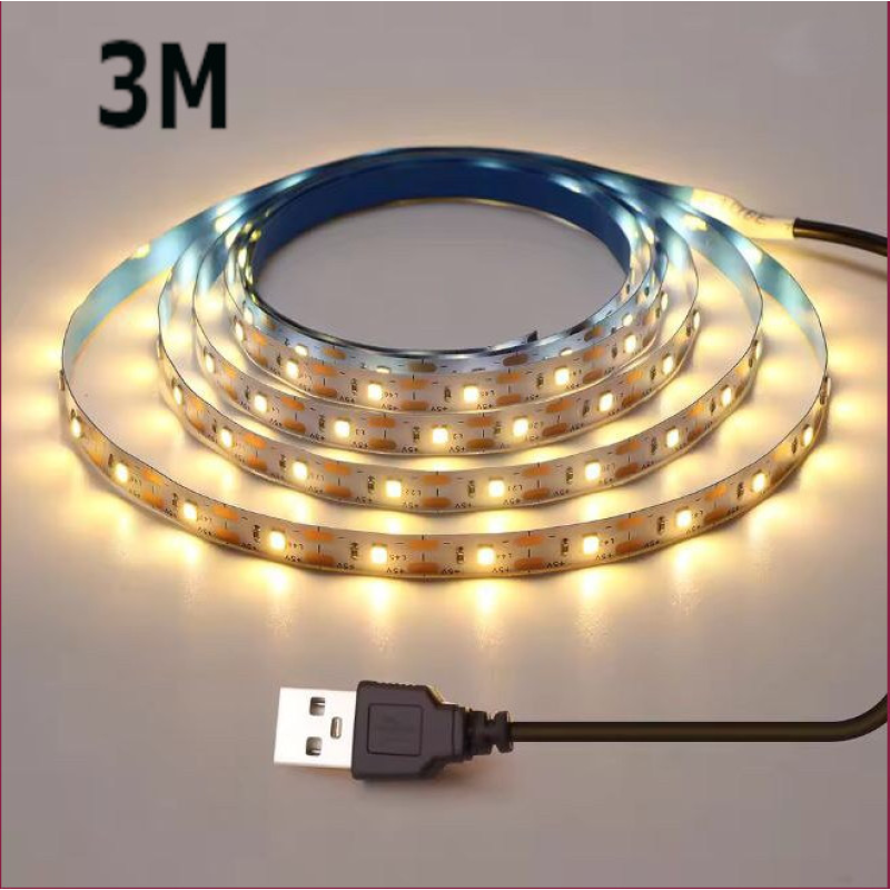 Світлодіодна LED-стрічка 3 м, з USB, колір теплий білий, 3000 К