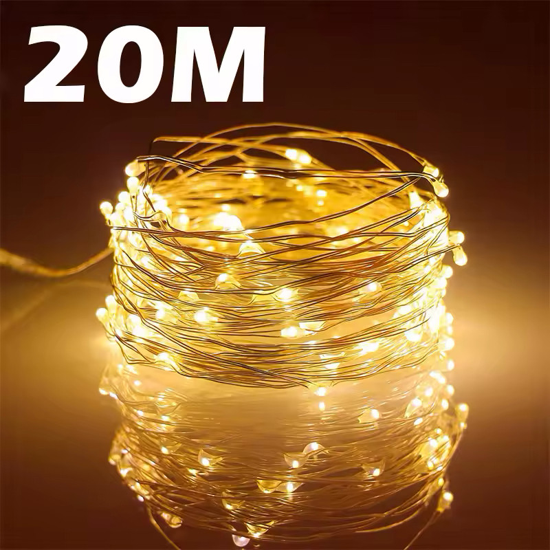 Гірлянда нитка з USB, довжина 20 м, 200Leds, колір жовтий