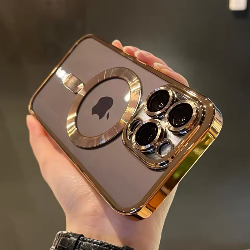 Протиударний прозорий чохол MagSafe на iPhone 16 PROMAX, колір золотистий