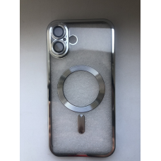 Протиударний прозорий чохол MagSafe на iPhone 16Plus, колір сріблястий