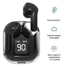 Бездротові навушники AIR 31 з прозорим зарядним кейсом, вакуумні bluetooth 5.3, колір чорний